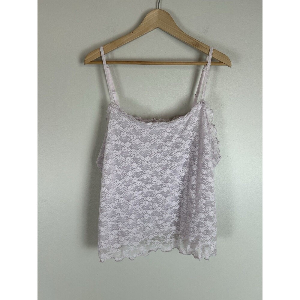 Old Navy 3X Lace Tank Top Lilac Purple Y2k Mesh Ruffle Floral Babydoll Aesthetic